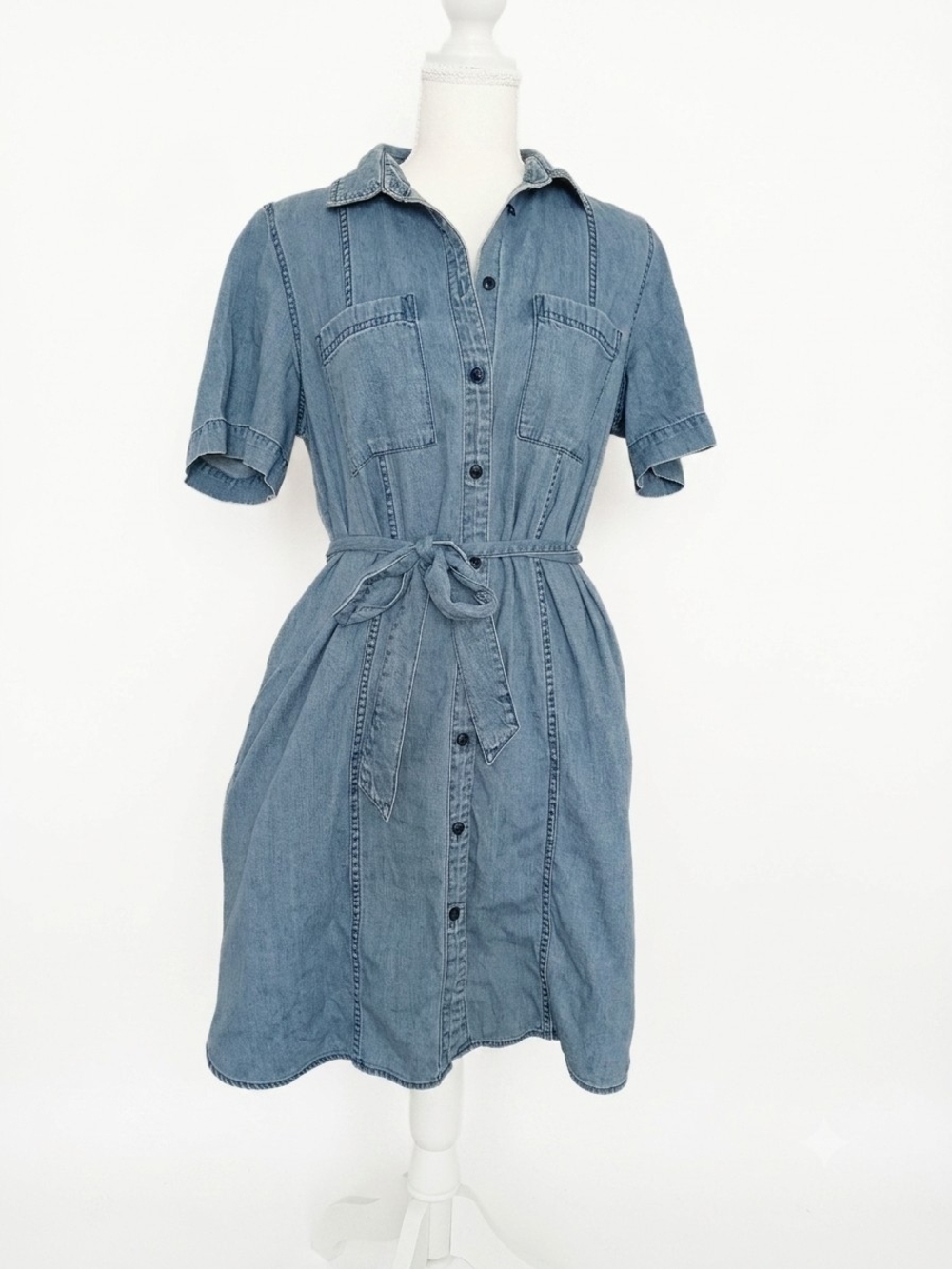 Madewell Blue Denim Utility Dress Classic Effortless Chic Casual Workwear - Picture 2 of 4
